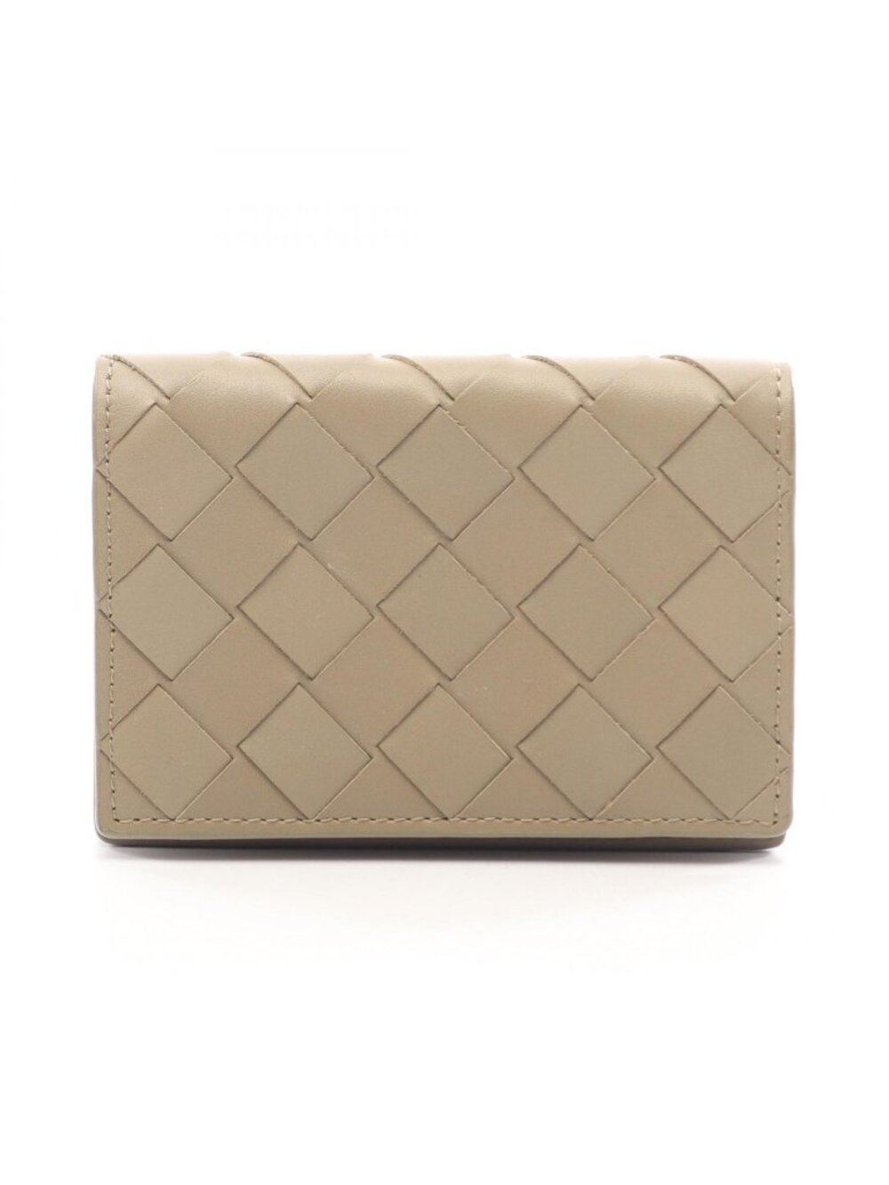 Bottega Veneta Card Case Intrecciato Greige Leather